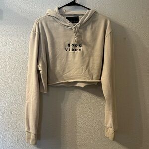 Denim Civilization “good vibes” cropped hoodie size large